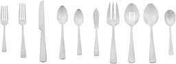 AmazonBasics 65-Piece Stainless Steel Flatware Silverware Set with Square Edge, Service for 12