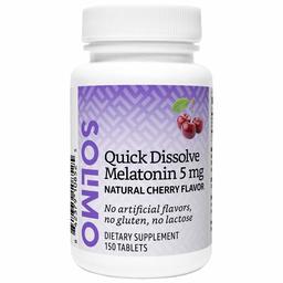 Amazon Brand - Solimo Quick Dissolve Melatonin 5mg, Cherry Flavor, 150 Tablets, Five Month Supply