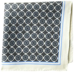 Buttoned Down 100% Silk Pocket Square handkerchiefs, white medallion, One Size