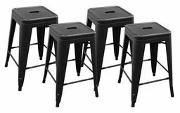 Amazon Brand – Ravenna Home Decorah Stackable Metal Kitchen Counter Bar Stools, 24