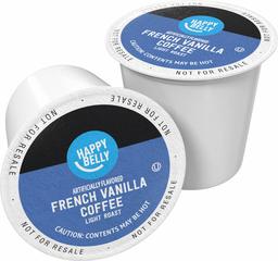 Amazon Brand - 100 Ct. Happy Belly Light Roast Coffee Pods, French Vanilla Flavored, Compatible with Keurig 2.0 K-Cup Brewers