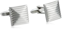 Men's Stainless Steel Stripe Textured Cuff Links