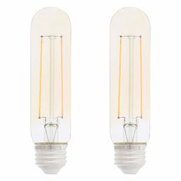 AmazonBasics 40 Watt Equivalent, Clear, Amber, Dimmable, T10 LED Light Bulb | 2-Pack (Renewed)