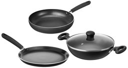 Amazon Brand - Solimo Non-Stick 3-Piece Kitchen Set (Induction and Gas compatible)