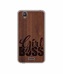 Amazon Brand - Solimo Designer Girl Boss On Wood UV Printed Soft Back Case Mobile Cover for Gionee P5 Mini