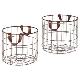 Stone & Beam Modern Metal Metal Baskets, Pack of 2, Brown