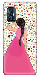 Amazon Brand - Solimo Designer Girl Flower Design 3D Printed Hard Back Case Mobile Cover for Vivo V17