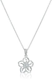 Sterling Silver Gemstone Flower Pendant Necklace