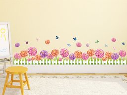 Amazon Brand - Solimo Wall Sticker for Living Room (Funky Floral Fence, Ideal Size on Wall, 137 cm x 36 cm)