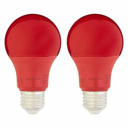 AmazonBasics 60 Watt Equivalent, Non-Dimmable, A19 LED Light Bulb | Red, 2-Pack