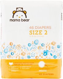 Amazon Brand - Mama Bear Best Fit Diapers Size 2, 46 Count, White Print [Packaging May Vary]