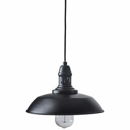 Amazon Brand – Stone & Beam Modern Farmhouse Round Shade Hanging Pendant Chandelier Fixture With Vintage Light Bulb - 10.25 Inch Shade, 8 - 56.75 Inch Cord, Black