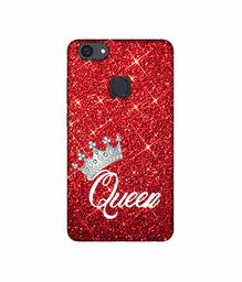 Amazon Brand - Solimo Designer Queen On Red Glitter UV Printed Soft Back Case Mobile Cover for Vivo V7 Plus