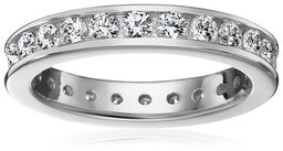 Platinum-pläterad sterling silver Swarovski zirkonia kanal set all-around bandring (1 cttw), storlek 5