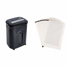 AmazonBasics 15-Sheet Cross Cut Paper, Credit Card, and CD Shredder & Shredder Sharpening & Lubricant Sheets - Pack of 12