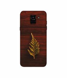 Amazon Brand - Solimo Designer Leaf on Wood 3D Printed Hard Back Case Mobile Cover for Samsung Galaxy A6 Plus