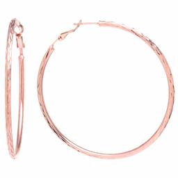 Amazon Collection Starburst - arete de aro para mujer con corte de diamante, Rose gold, 2.5x60