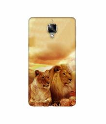 Amazon Brand - Solimo Designer Lion with Lioness 3D Printed Hard Back Case Mobile Cover for OnePlus 3 / OnePlus 3T