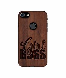 Amazon Brand - Solimo Designer Girl Boss On Wood UV Printed Soft Back Case Mobile Cover for Apple iPhone 7 (Logo Cut)