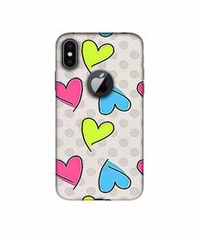 Amazon Brand - Solimo Designer Multicolor Heart 3D Printed Hard Back Case Mobile Cover for Apple iPhone X (Logo Cut)