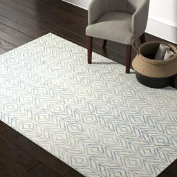 Amazon Brand – Rivet Modern Geometric Wool Area Rug, 5 x 8 Foot, Blue