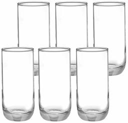 Amazon Brand - Solimo Anya High Ball Glass Set, 360ml, Set of 6, Transparent