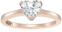 Rose-Gold-Plated Silver Heart-Shape (1.5 cttw) Solitaire Ring made with Swarovski Zirconia, Size 7