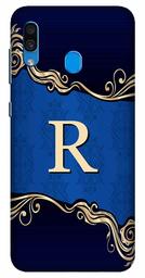 Amazon Brand - Solimo Designer Blue Pattern Alphabet-R 3D Printed Hard Back Case Mobile Cover for Samsung Galaxy A30