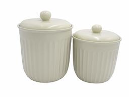 Amazon Brand – Ravenna Home Classic Stoneware 2-Piece Canister Set - White (Renewed)