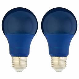 AmazonBasics 60 Watt Equivalent, Non-Dimmable, A19 LED Light Bulb | Blue, 2-Pack