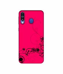 Amazon Brand - Solimo Designer Black Pattern on Pink 3D Printed Hard Back Case Mobile Cover for Samsung Galaxy M21