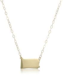 Amazon Collection10k Yellow Gold Pennsylvania State Pendant Necklace, 16