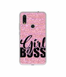 Amazon Brand - Solimo Designer Girl Boss On Pink Sparkle UV Printed Soft Back Case Mobile Cover for Mi Redmi Y3