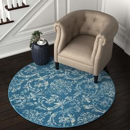 Ravenna Home Round Vintage Damask Patterned Rug, 5'3