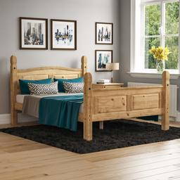 Amazon Brand - Movian Corona Double Bed, 4 ft 6, High Foot End Bed Frame, Solid Pine Wood