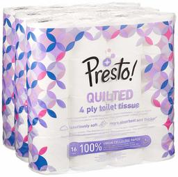 Presto! 4 Ply Toilet Tissues – QUILTED  – (Pack of 16)