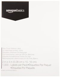 AmazonBasics Easy Cover Address Labels for Laser/Inkjet Printers, White, 2 x 4 Inch Label, 1,000 Labels