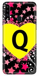 Amazon Brand - Solimo Designer Heart Pattern Alphabet-Q 3D Printed Hard Back Case Mobile Cover for Samsung Galaxy A20s