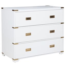 Stylistics Campaign White With Gold Accents Dresser Chest of Drawers, 40