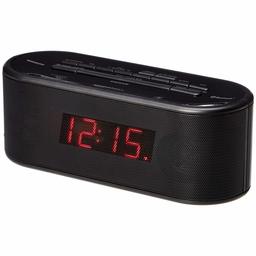 AmazonBasics FM Dual Alarm Clock Radio with USB Charging Port, Bluetooth and Battery Backup (Renewed)