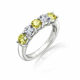 [Find] Amazon Collection Platinum Plated suta-ringusiruba-kuriakyu-bikkuzirukonia and Simulated kanari- 5 Stone Ring, Size 11 