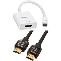 AmazonBasics Mini DisplayPort (Thunderbolt) to HDMI Adapter and AmazonBasics High-Speed HDMI Cable - 6 Feet Set