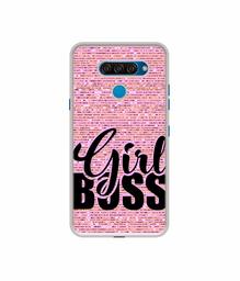 Amazon Brand - Solimo Designer Girl Boss On Pink Sparkle UV Printed Soft Back Case Mobile Cover for LG Q60