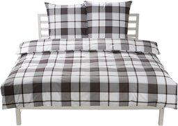 AmazonBasics% 100 Cotton yorgan seti, Bold kontrolleri, %100 pamuk, Gri, 200 x 200 cm & 2 Kissenbezüge 80 x 80 cm