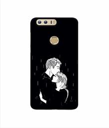 Amazon Brand - Solimo Designer Couples Standing in Rain 3D Printed Hard Back Case Mobile Cover for Huawei Honor 8