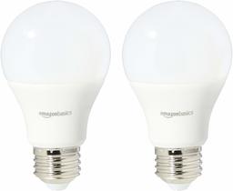 AmazonBasics 60 Watt Equivalent, Soft White, Non-Dimmable, A19 LED Light Bulb | 2-Pack (Renewed)