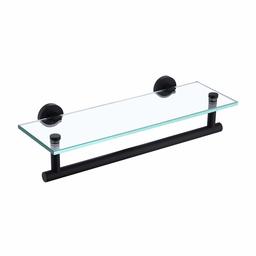 EONO por Amazon Estante Rectangular de Vidrio Templado de 8 mm de Grosor para Colgar en la Pared del Baño con Toallero de Barra Integrado Acero Inoxidable SUS304 Negro Mate, A2022-BK