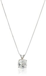 14k White Gold Cushion Checkerboard Cut Created White Sapphire Pendant Necklace (8mm), 18