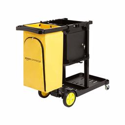 AmazonCommercial Janitorial Cart with Key-Locking Cabinet, Black