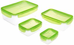 Amazon Brand - Solimo Rectangular Container Set, 4.1 Litre, Set of 4, Green